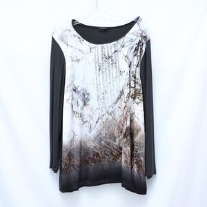 Barbara Lebek plus size top 22 dark grey tunic long sleeve abstract print studed